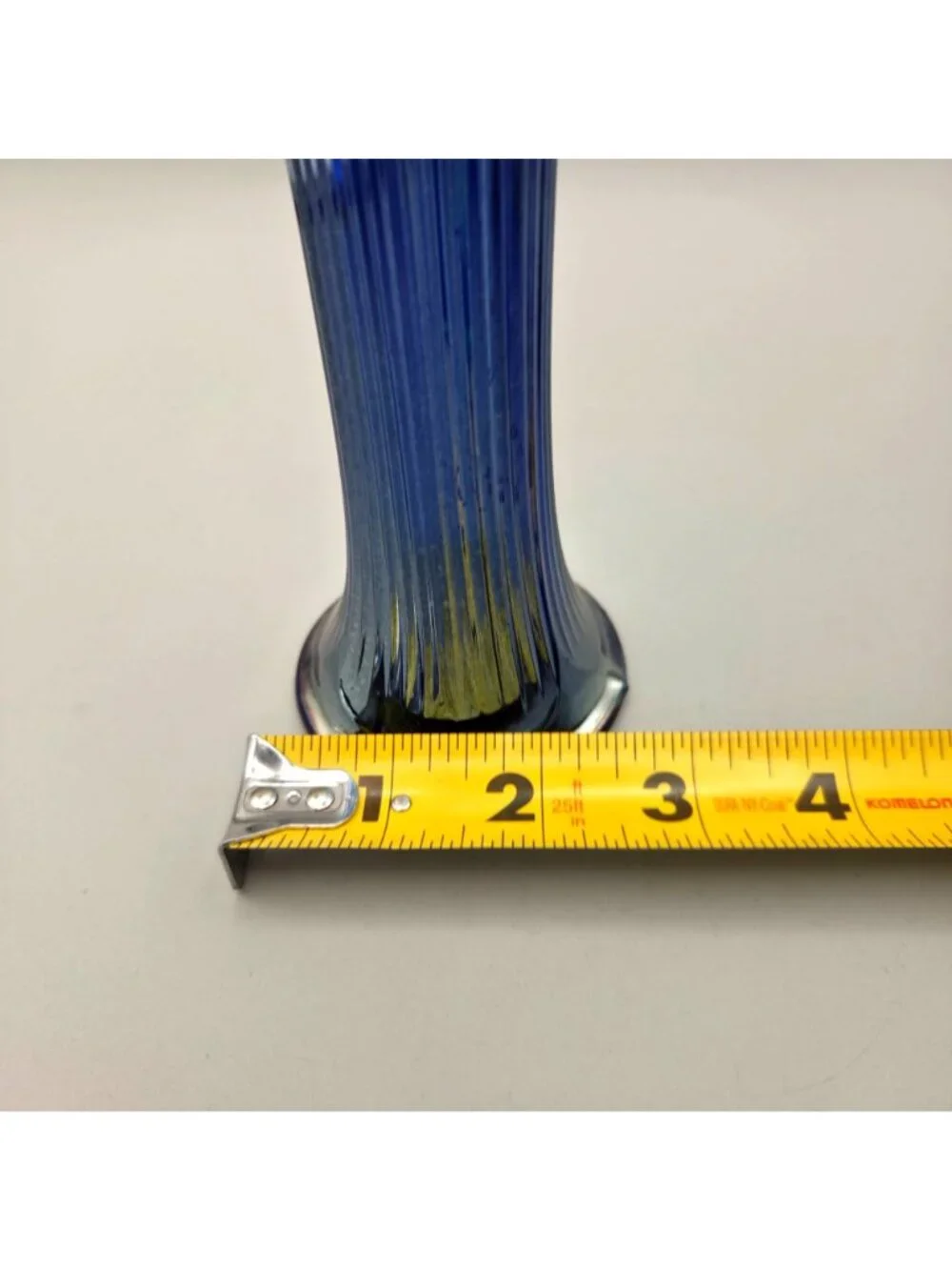 Fenton Fine Rib Cobalt Blue Carnival Glass Swung Vase Antique 1911-1928 Ruffled